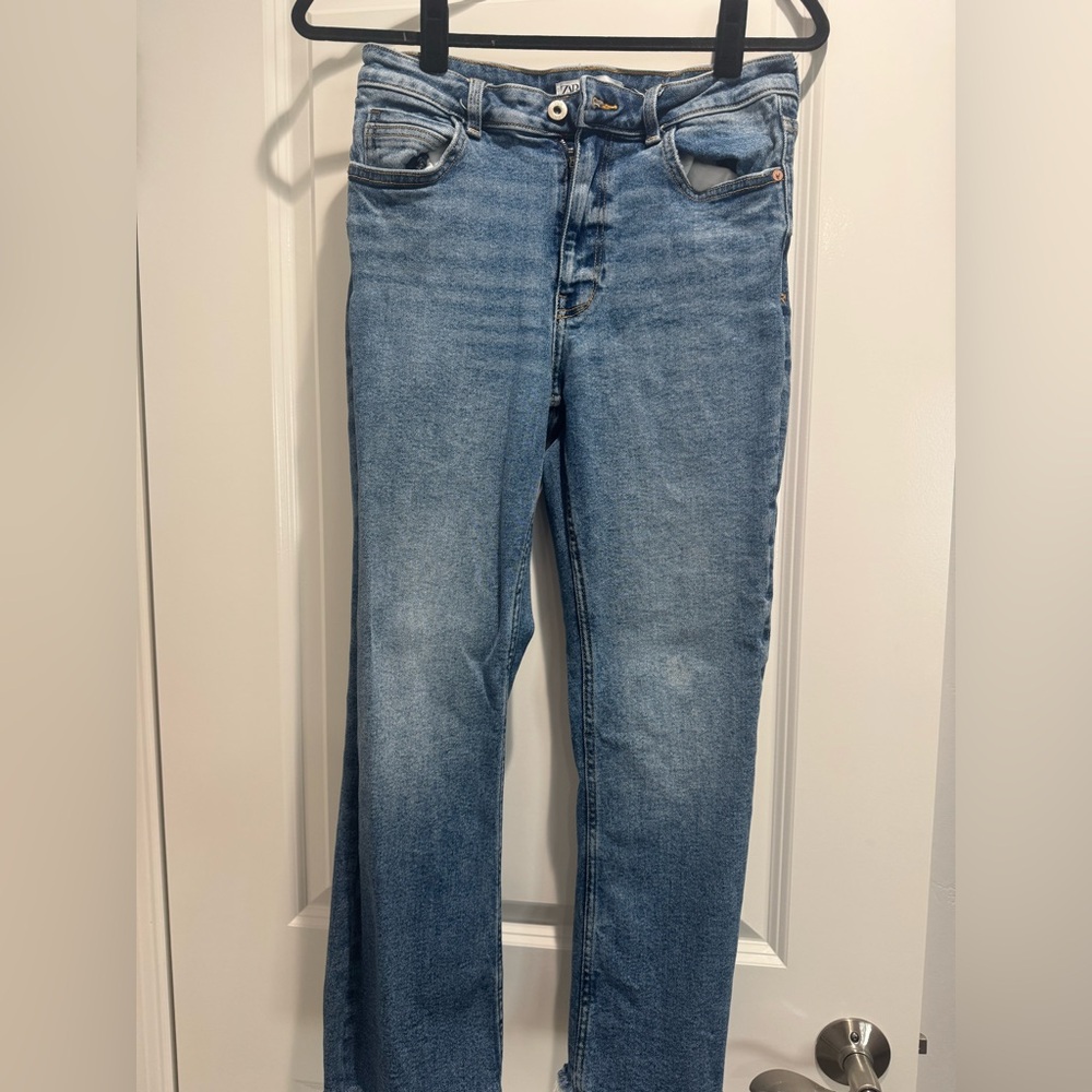 Zara Light Blue Straight Leg Women's Jeans